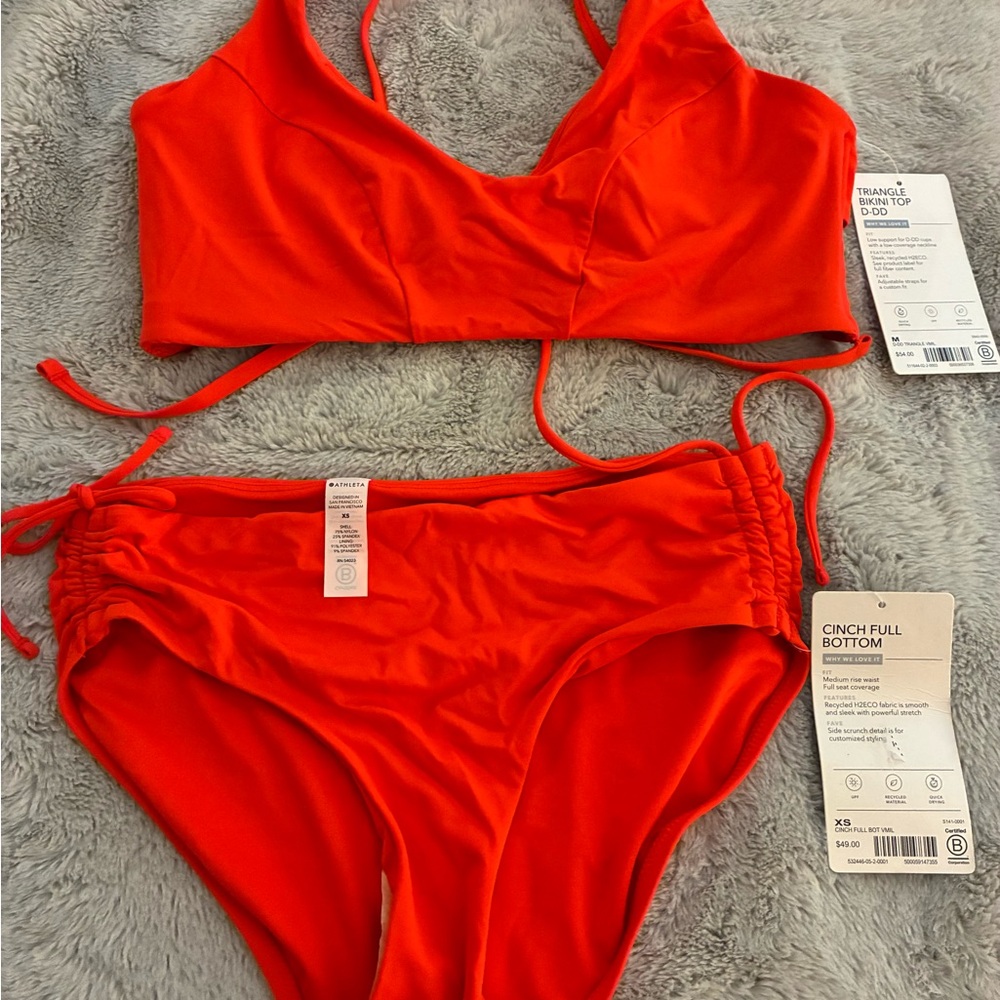 Athleta Bright Red Orange Bikini Set